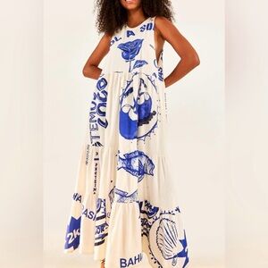 FARM RIO White Rainha Das Aguas T Shirt Dress Size Medium- new without tags